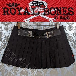 Royal Bones Pleated Mini Skirt Sz Large